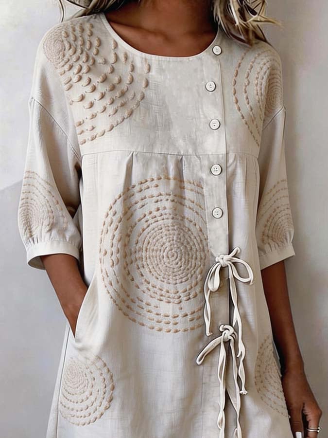 Women'S Casual Color-Block Printed Dress