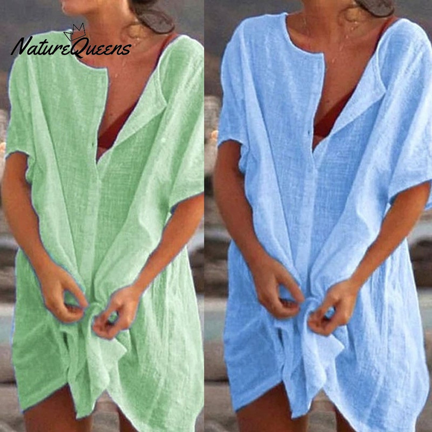 Summer Cotton Loose Short Dresses Casual Women's shirt