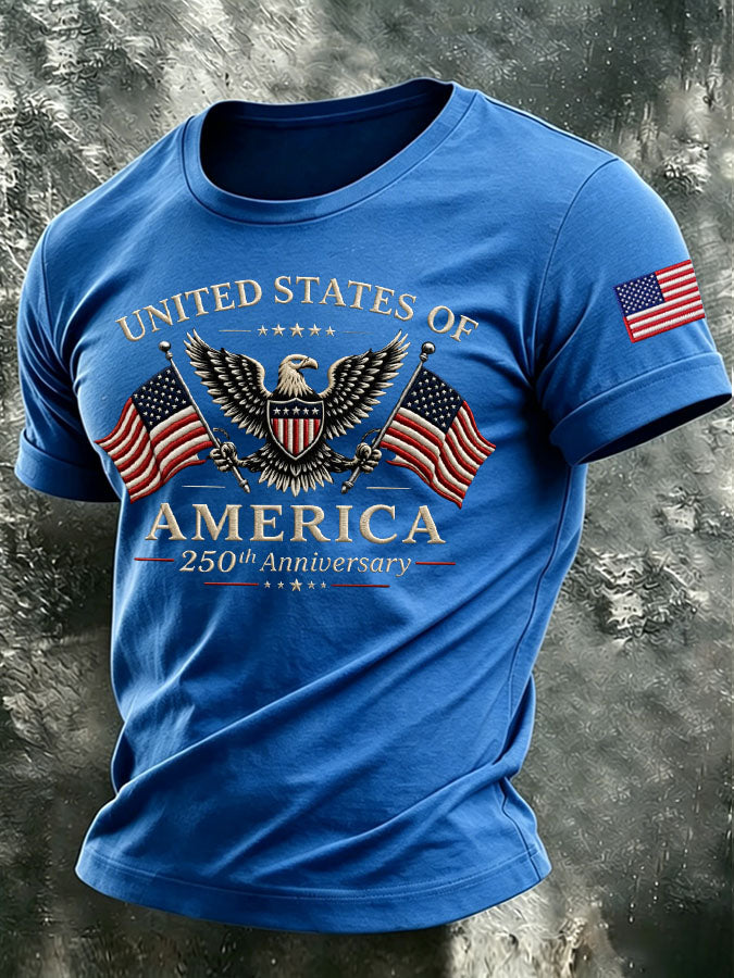Men's The United States of America Printed Casual T-shirt
