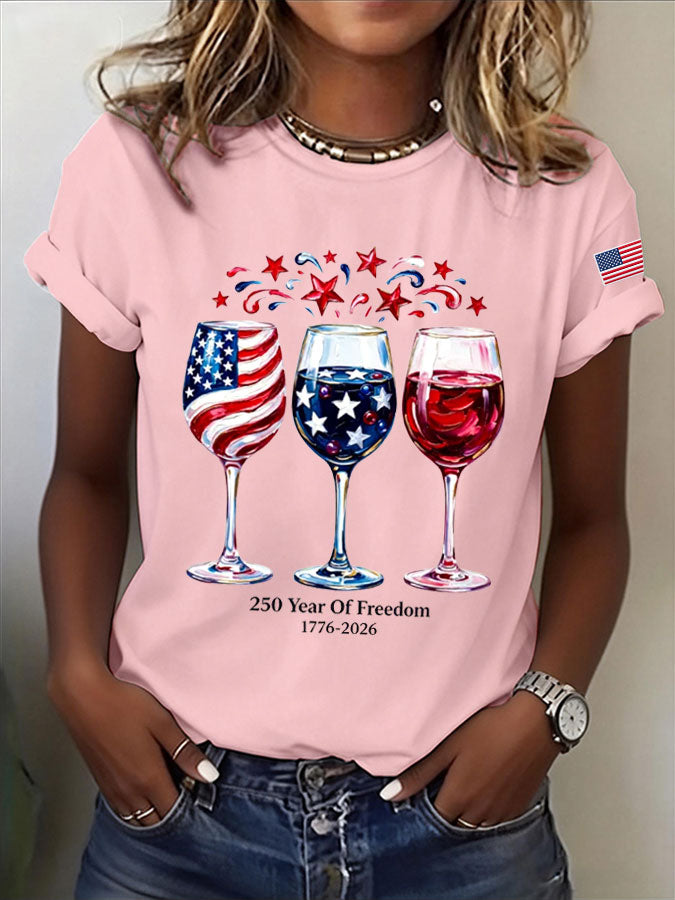 Women'S America Flag Printed Casual T-Shirt