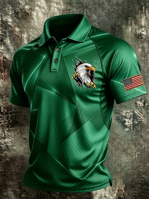 Men'S Independence Day Print Casual Polo Shirt