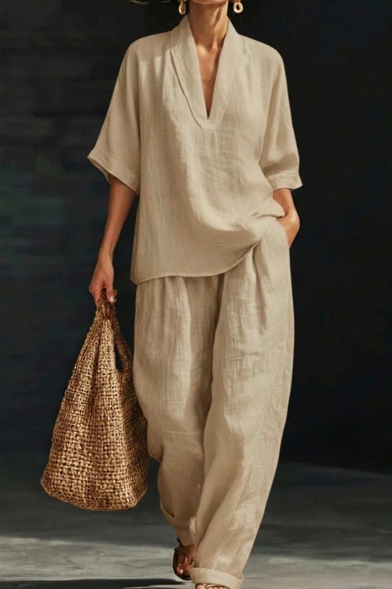 Women's Casual Cozy Minimalist Linen Two-piece Set