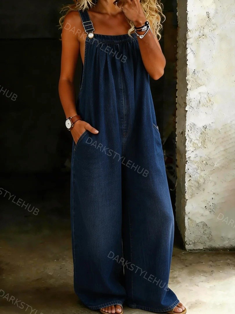 Women's Loose Denim Casual Jumpsuit