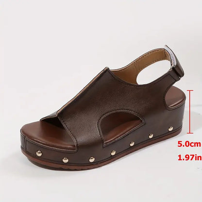 Women's Handmade Comfortable Leather Summer Wedge Sandals