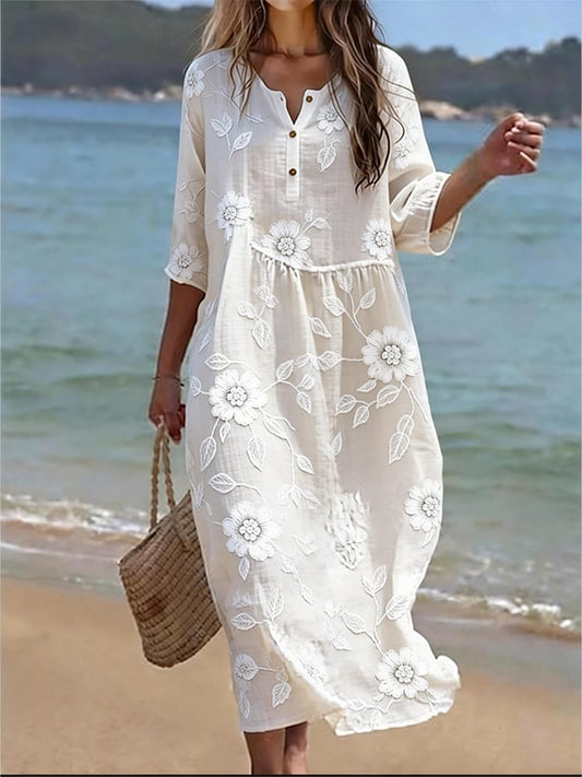Women's Casual V-neck Printed Resort Dress