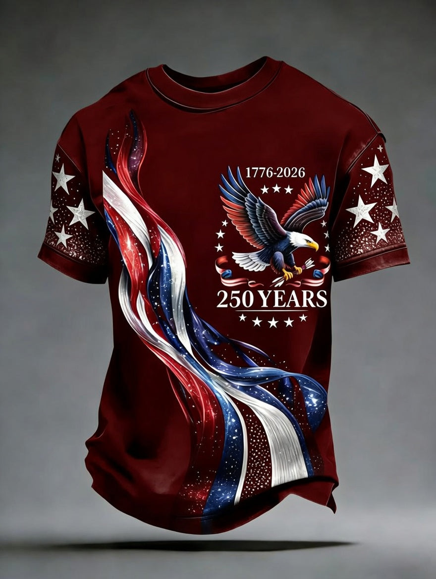 Men's USA 250th Anniversary Commemorative Print Casual T-Shirt