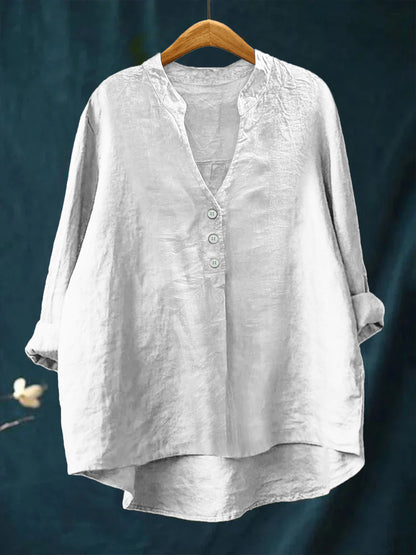 Women's Casual Cotton and Linen Shirt