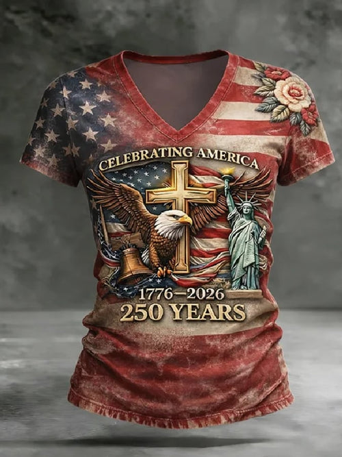 Women'S Casual T-Shirt With American 250th Anniversary Print