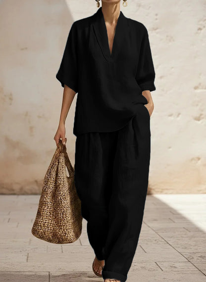 💥Women's Casual And Cozy Minimalist Linen Two-piece Set