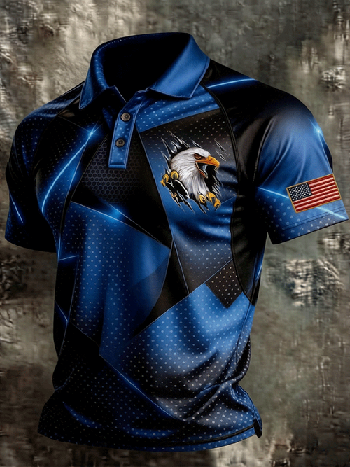 Men'S Independence Day Print Casual Polo Shirt