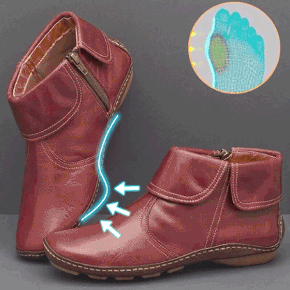 Women Hemmed Zip Casual Plain Round Toe Short Boots With Flat Heel
