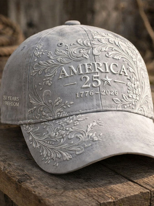 Unisex casual hat with a 250th anniversary of the United States commemorative print.