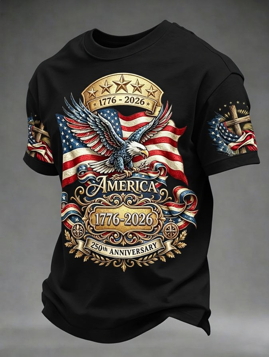 250Th American Independence Day Style T-Shirt For Men'S Wear