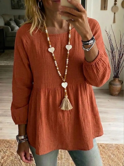 Women's Casual Simple Cotton And Linen Top