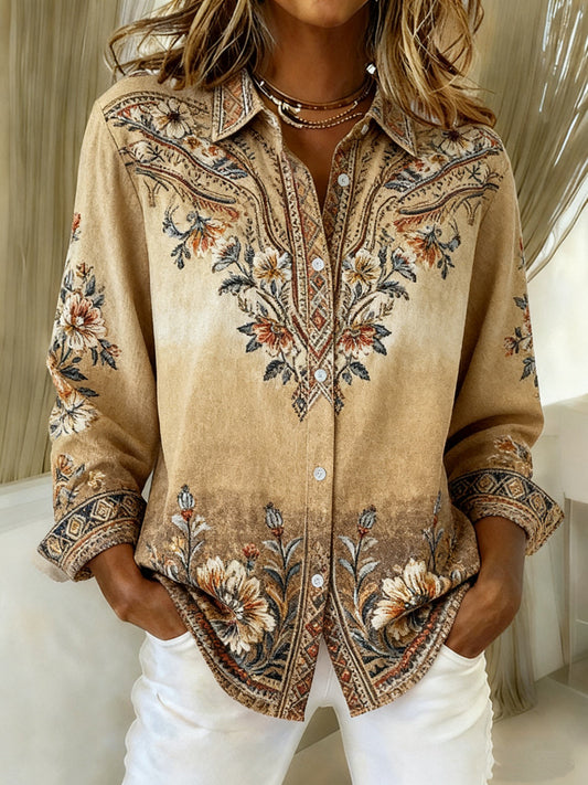 Women's Floral Gradient Print Shirt Top
