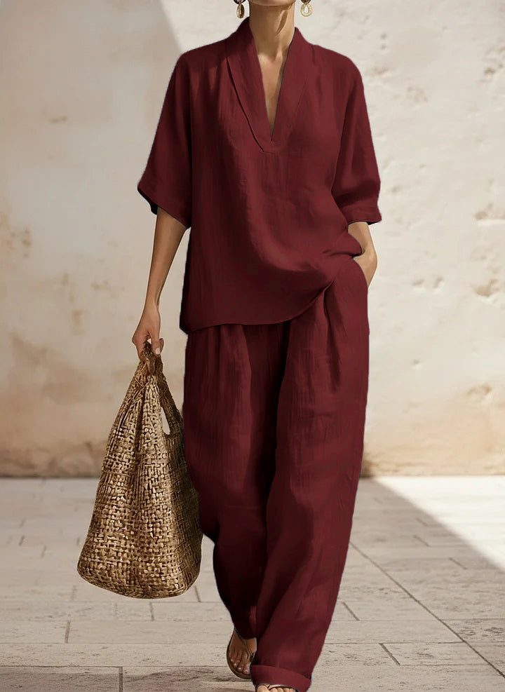 💥Women's Casual And Cozy Minimalist Linen Two-piece Set