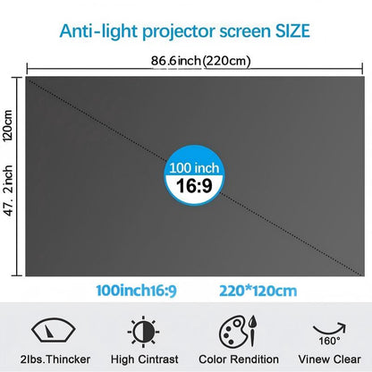 🔥Anti-Light 4K Projector Screen (16:9)🎥✨