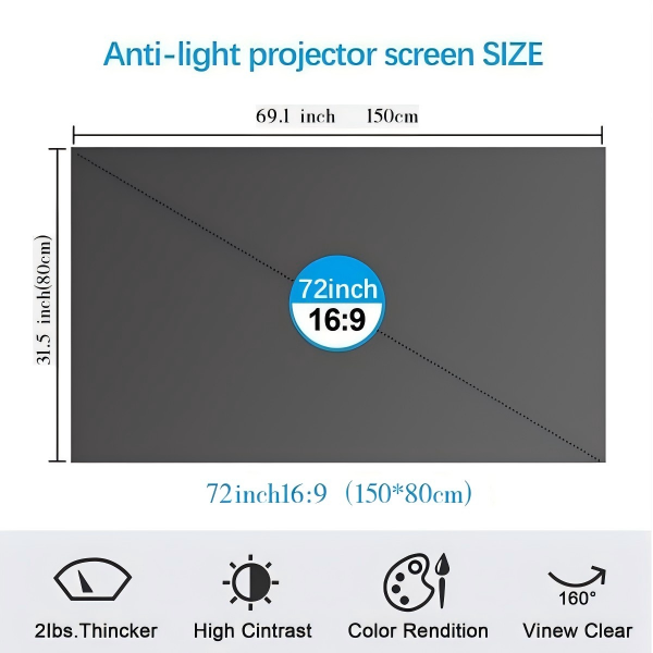 🔥Anti-Light 4K Projector Screen (16:9)🎥✨