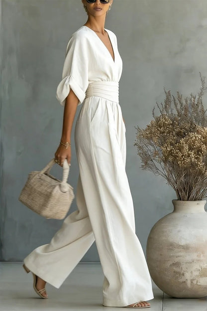 Fashion V-neck Waist Jumpsuit