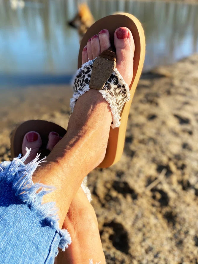 Leopard Print Flip Flop Sandals