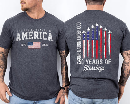 Men'S Casual American 1776-2026 Anniversary Printed Short Sleeved T-Shirt