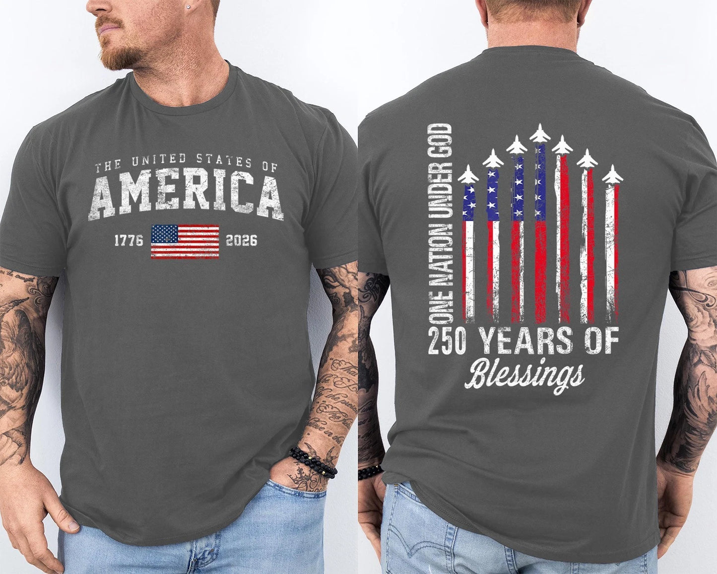 Men'S Casual American 1776-2026 Anniversary Printed Short Sleeved T-Shirt