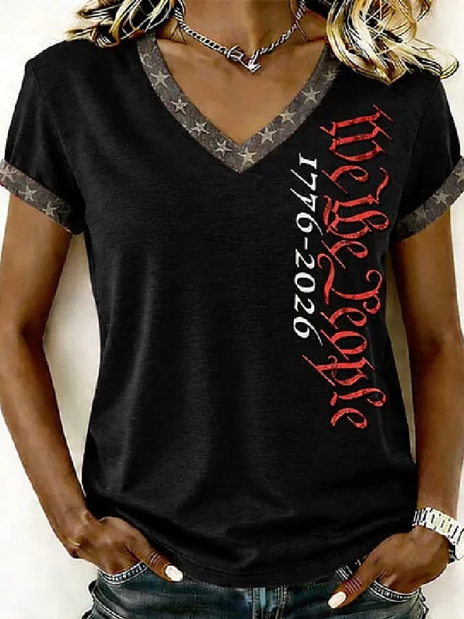 Women's Casual American 250th Anniversary Print T-shirt