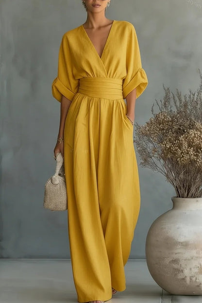 Fashion V-neck Waist Jumpsuit