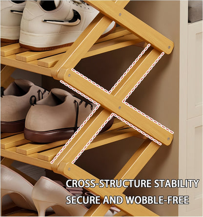 Instant-Use Bamboo Rack – 9 Tiers, No Tools Needed🌿👟