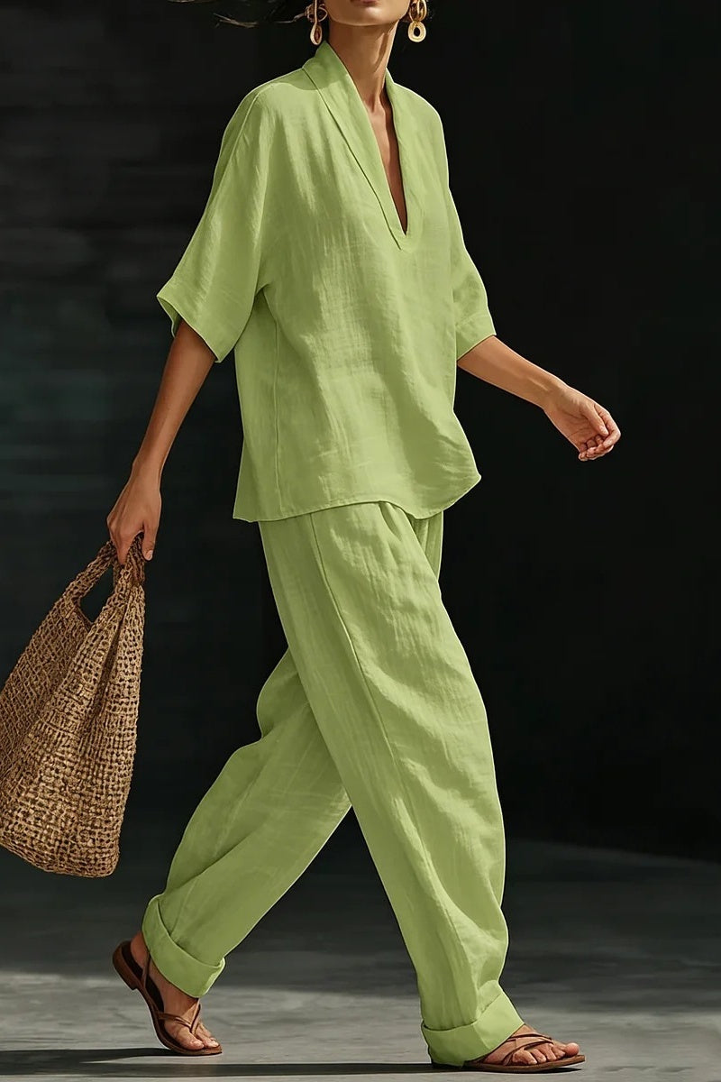 Women's Casual Cozy Minimalist Linen Two-piece Set
