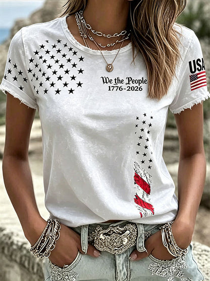 Women's USA Printed Casual T-shirt