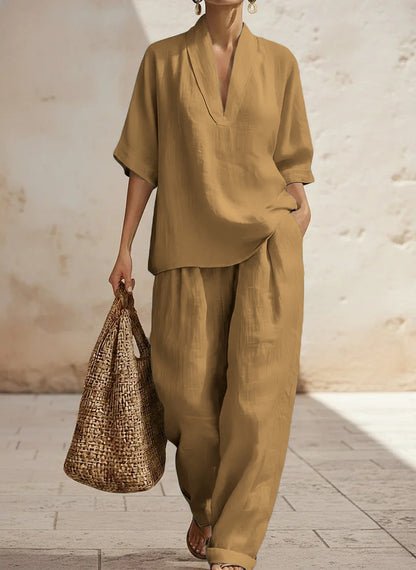 💥Women's Casual And Cozy Minimalist Linen Two-piece Set