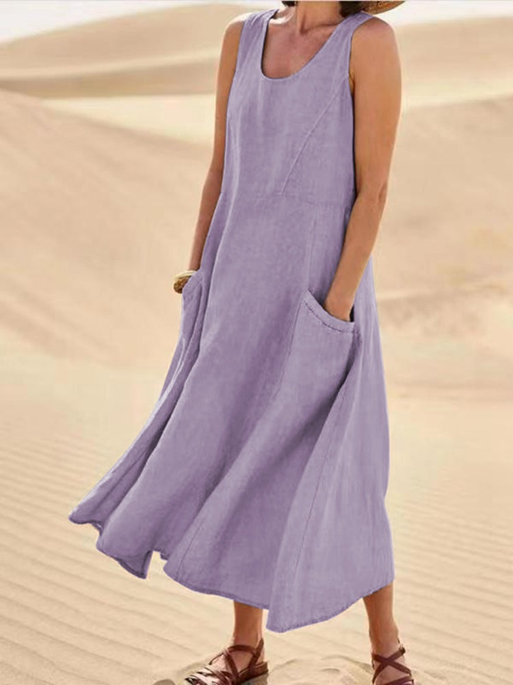🔥50% Off Sale! Women's Sleeveless Cotton And Linen Dress