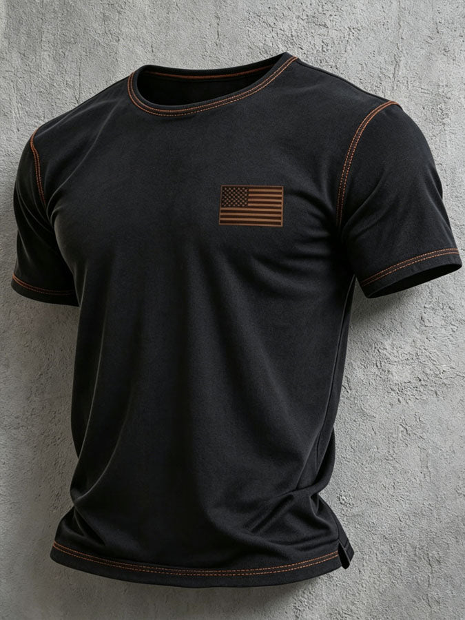 Men's US Flag Printed Casual T-shirt