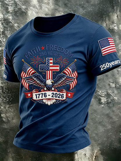 Men'S Retro Independence Day Printed Casual Short Sleeved T-Shirt
