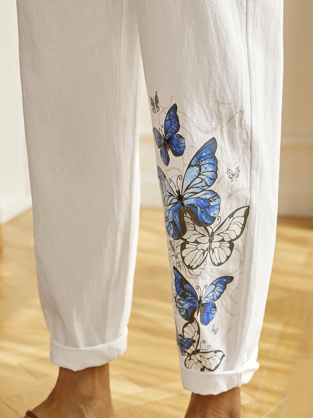 Butterfly Printed Casual Pants