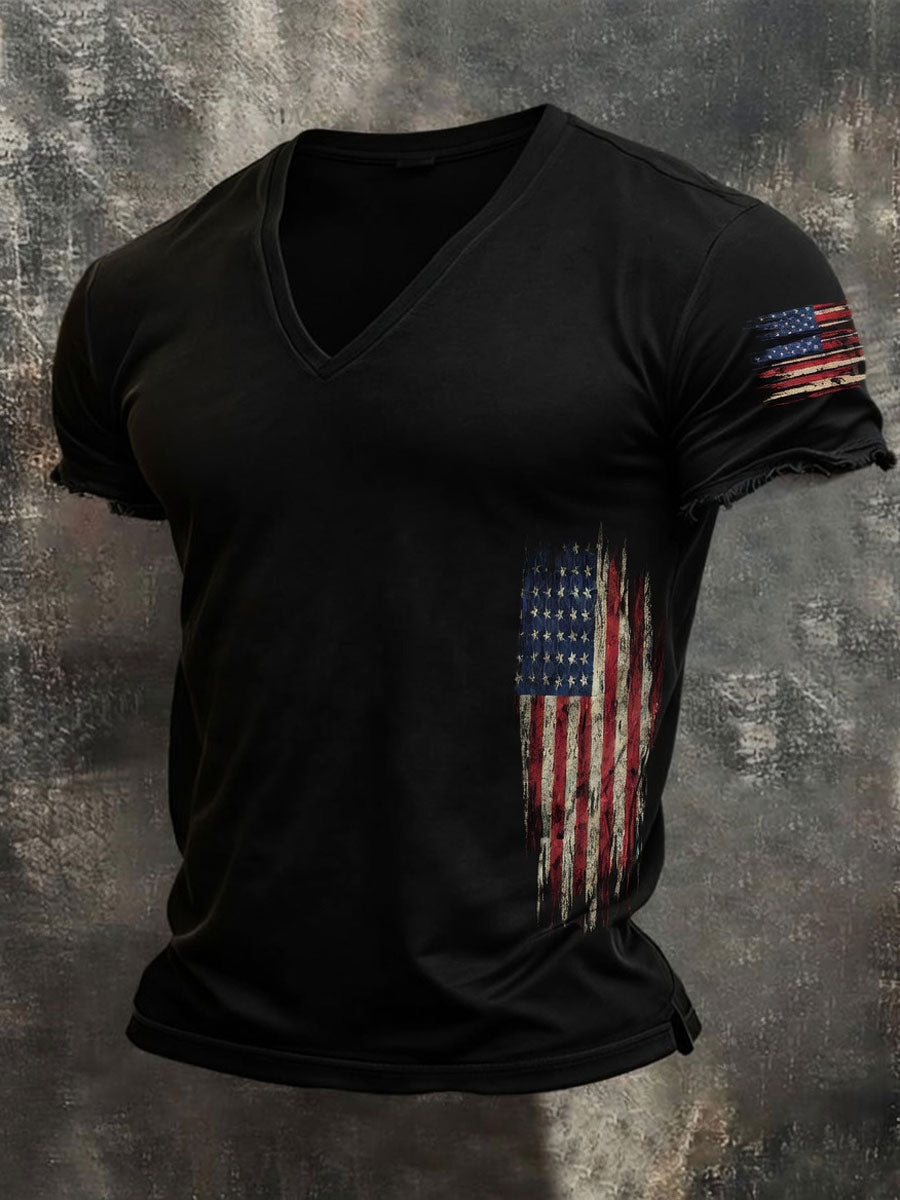 Men'S Retro Loose-Fitting Pure Cotton Comfortable Stretch Breathable T-Shirt