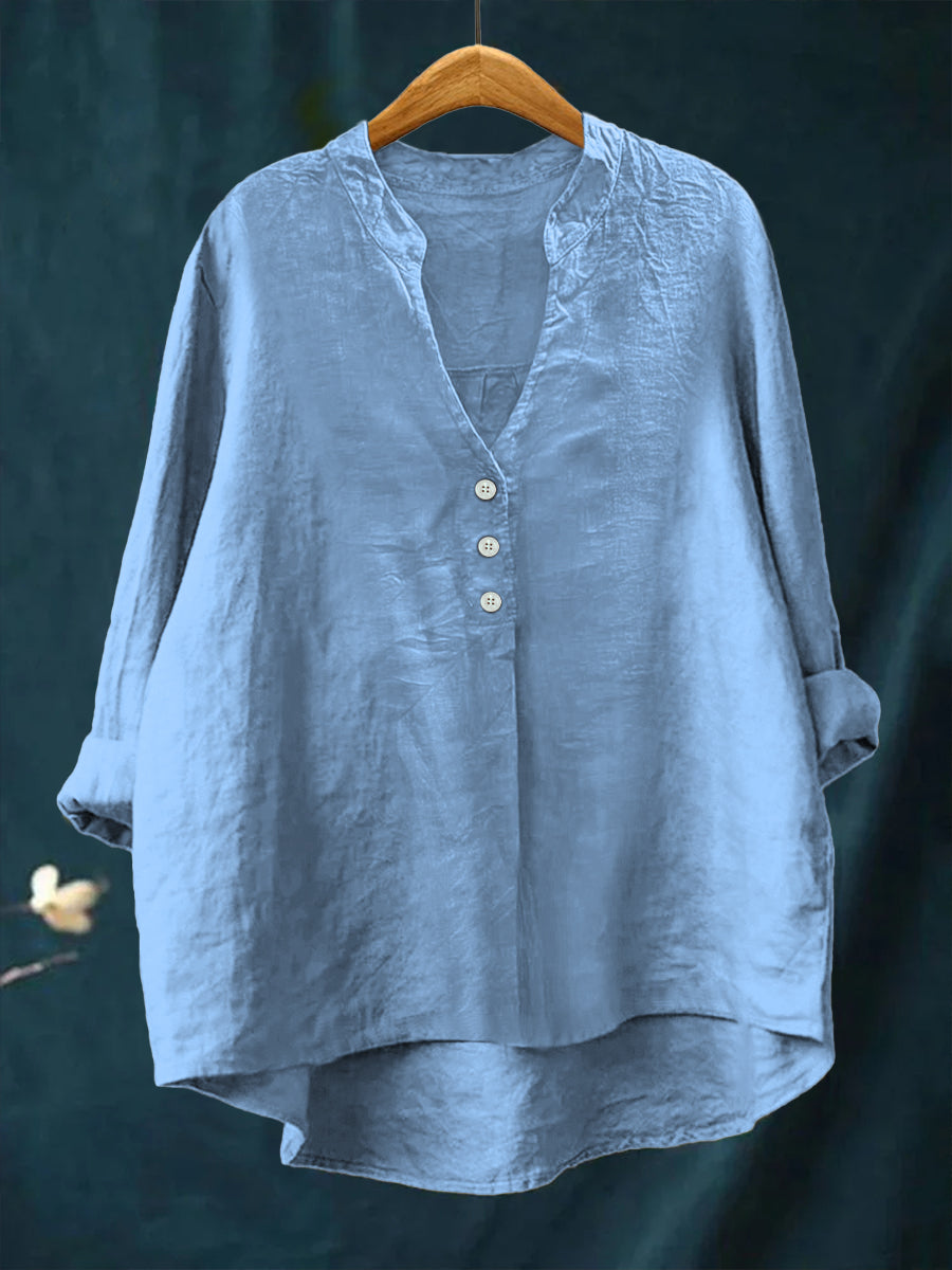 Women's Casual Cotton and Linen Shirt