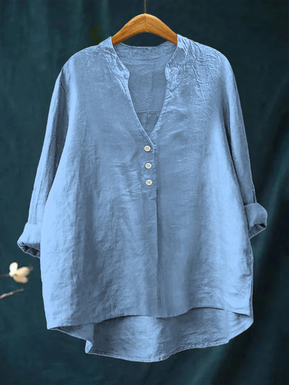 Women's Casual Cotton and Linen Shirt