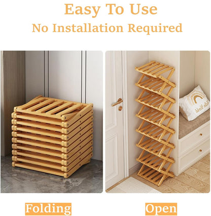 Instant-Use Bamboo Rack – 9 Tiers, No Tools Needed🌿👟