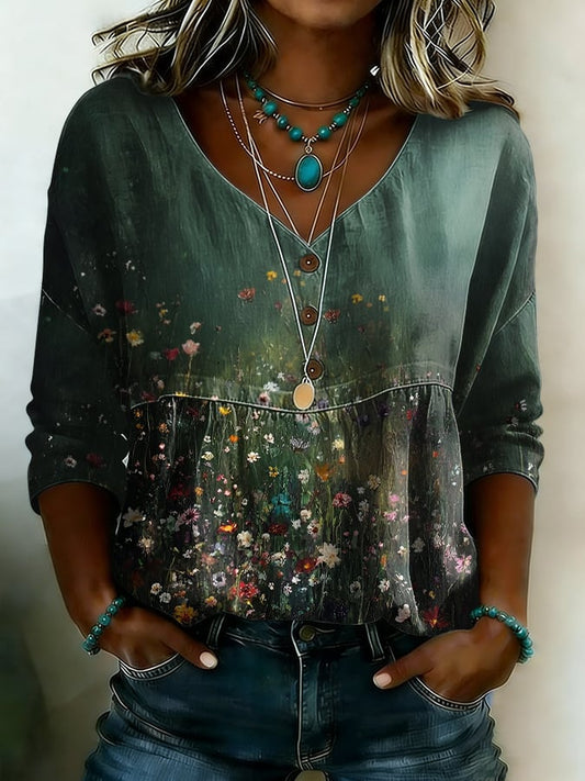Women's Casual Retro Cotton-Linen Shirt
