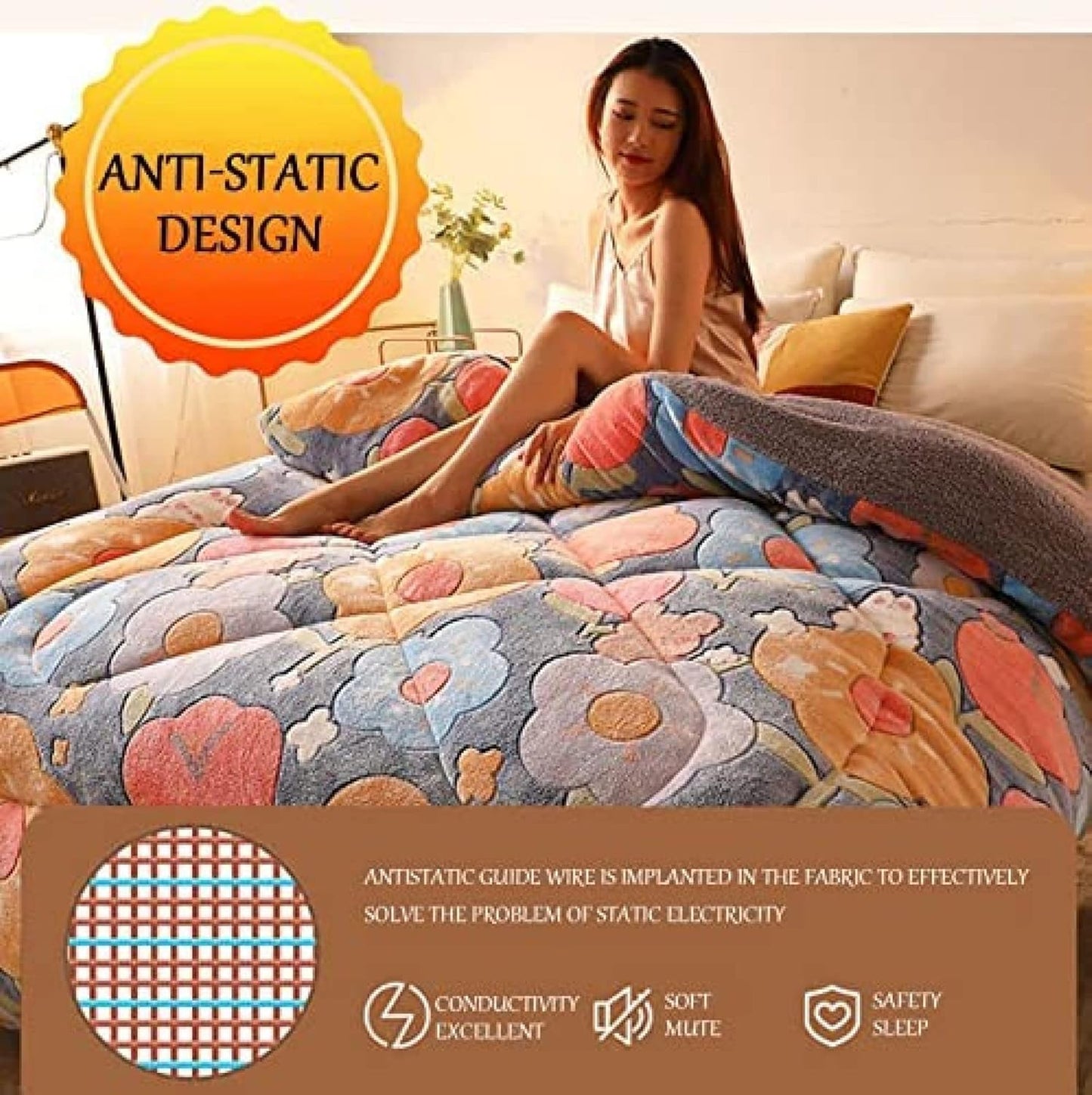 Thick warm cashmere blanket bedding hollow fiber down quilt