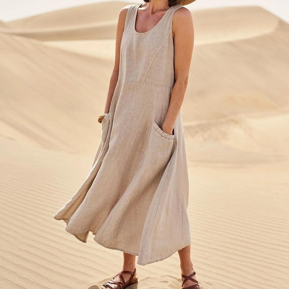 🔥50% Off Sale! Women's Sleeveless Cotton And Linen Dress
