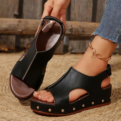 Women's Handmade Comfortable Leather Summer Wedge Sandals