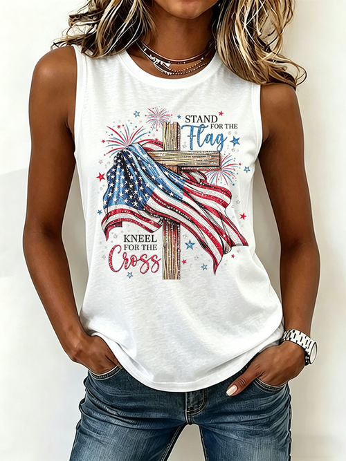 Women'S America Flag Printed Tank Top