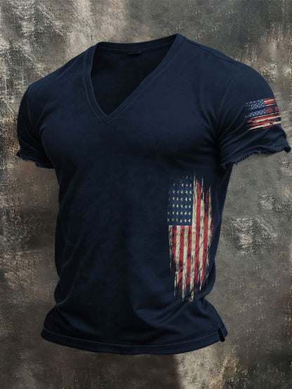 Men'S Retro Loose-Fitting Pure Cotton Comfortable Stretch Breathable T-Shirt