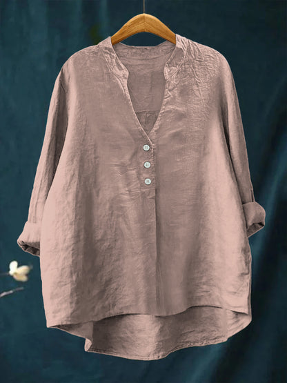 Women's Casual Cotton and Linen Shirt