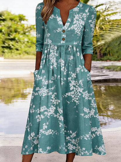 Women's Casual V-Neck Printed Dress
