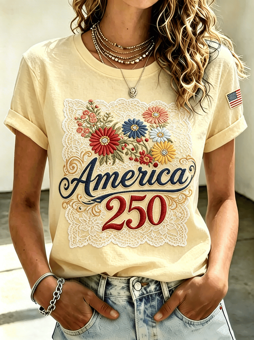 Women's USA 1776-2026 Print Casual T-Shirt