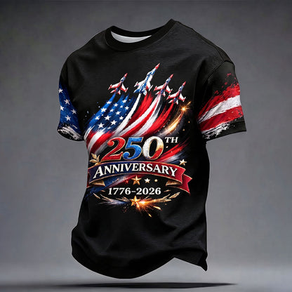 Men'S Retro American Independence Day Printed Short Sleeved T-Shirt